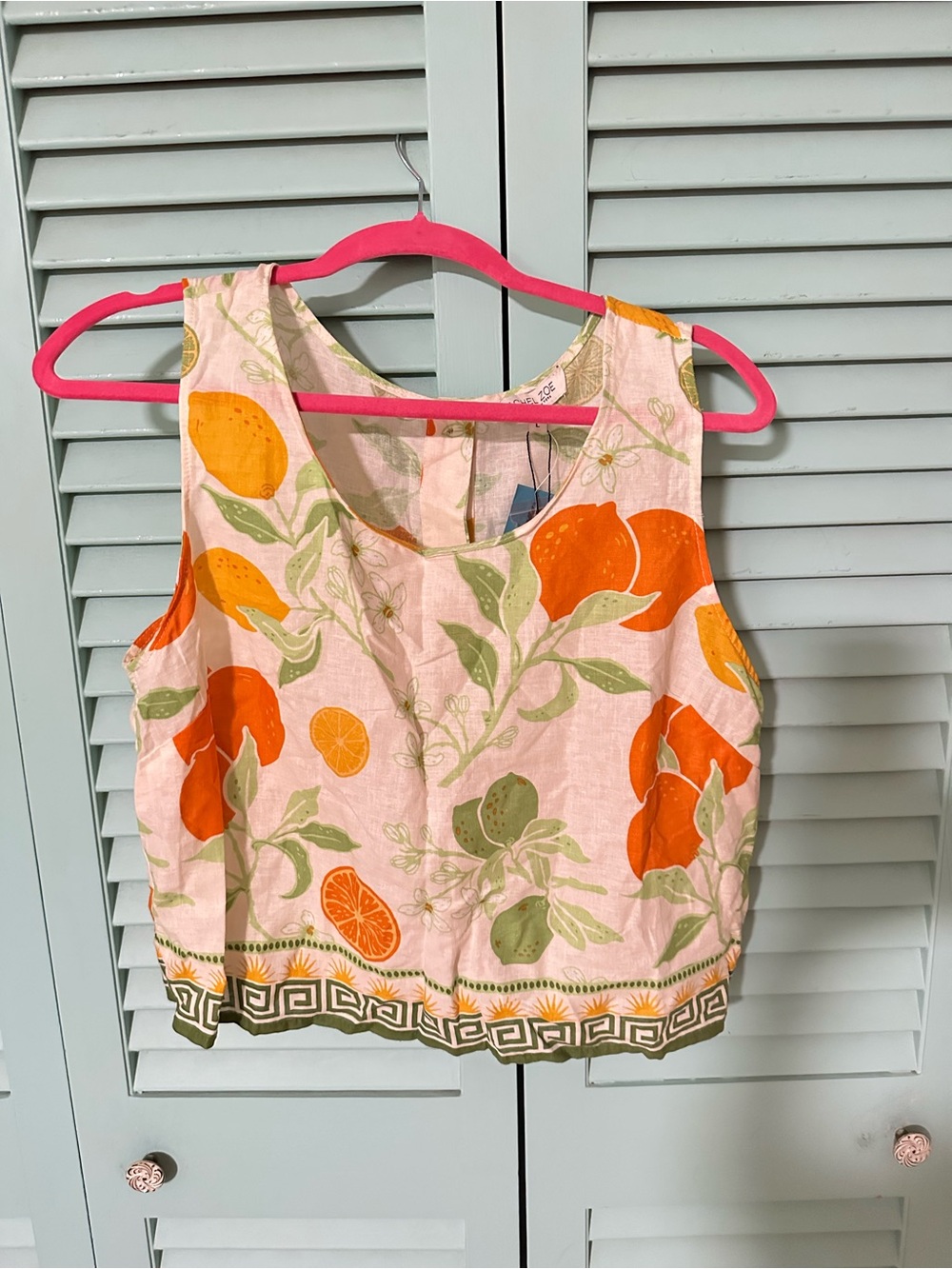 Rachel Zoe  Women’s orange Citrus Print Sleeveless Crop Top